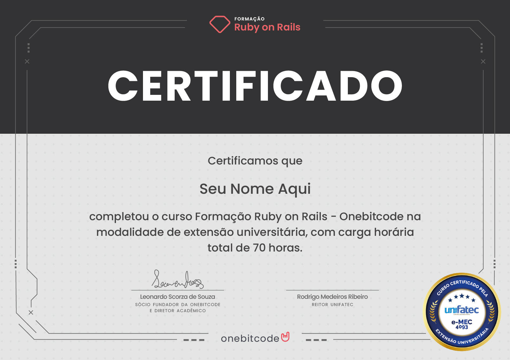 Modelo do certificado universit&aacute;rio da Forma&ccedil;&atilde;o Ruby on Rails