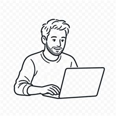 Homem trabalhando no notebook